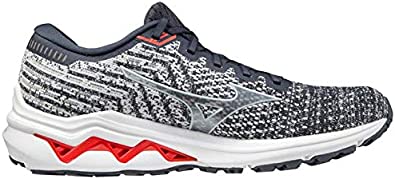 Tênis de corrida Mizuno Wave Inspire 17 Knit masculino, azul/branco, tamanho 9 D, médio, EUA