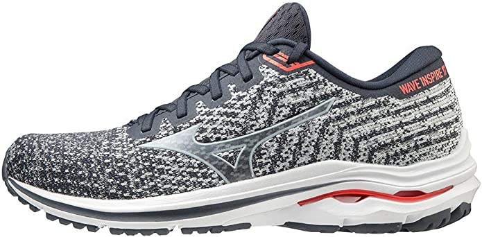 Tênis de corrida Mizuno Wave Inspire 17 Knit masculino, azul/branco, tamanho 9 D, médio, EUA