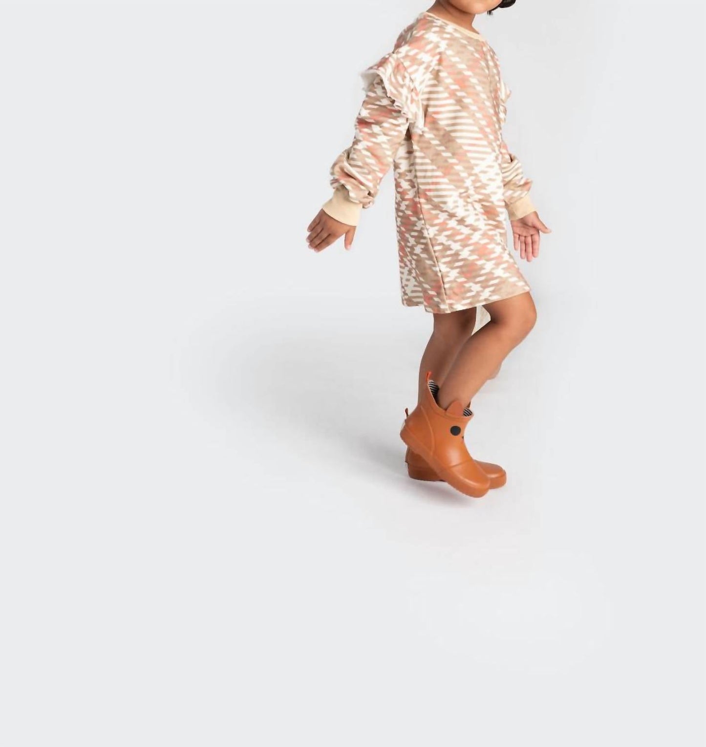 Omamimini - Plaid Ruffle Terry Dress
