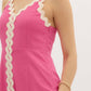 Entro - Slit hem oversized accented ricrac midi dress
