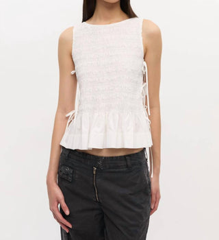 Ganni - Cotton Poplin Smock Tie String Top