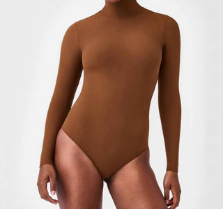 Spanx - Body de gola alta com manga comprida canelada