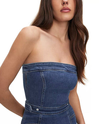 Good American - Vestido midi tubinho jeans