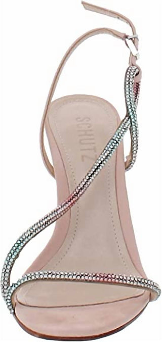 Schutz - Sandálias femininas de salto alto com fivela e tiras em nobuck rosa Gaela