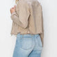 Risen - Full Size Raw Hem Button Up Cropped Denim Jacket Plus Size