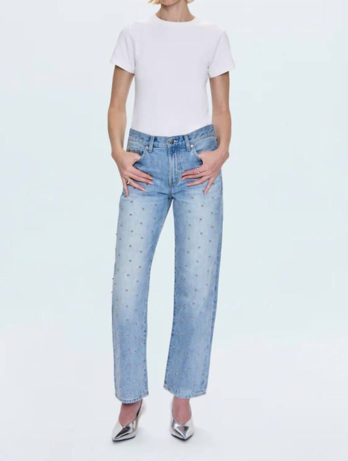 Pistola - Lexi Mid Rise Bowed Studded Denim Jeans