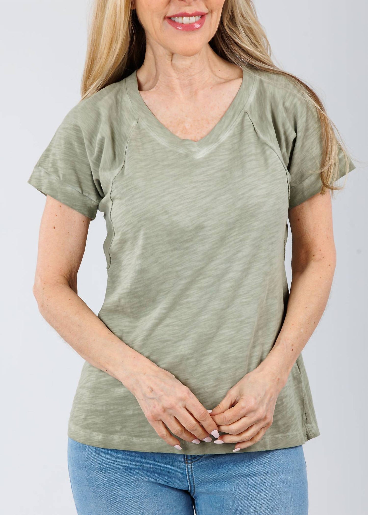Elliott Lauren - Tina Raglan Short Sleeve V-neck Tee
