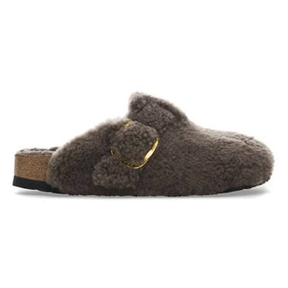 Birkenstock - Sandálias femininas Boston Big Buckle Shearling estreitas