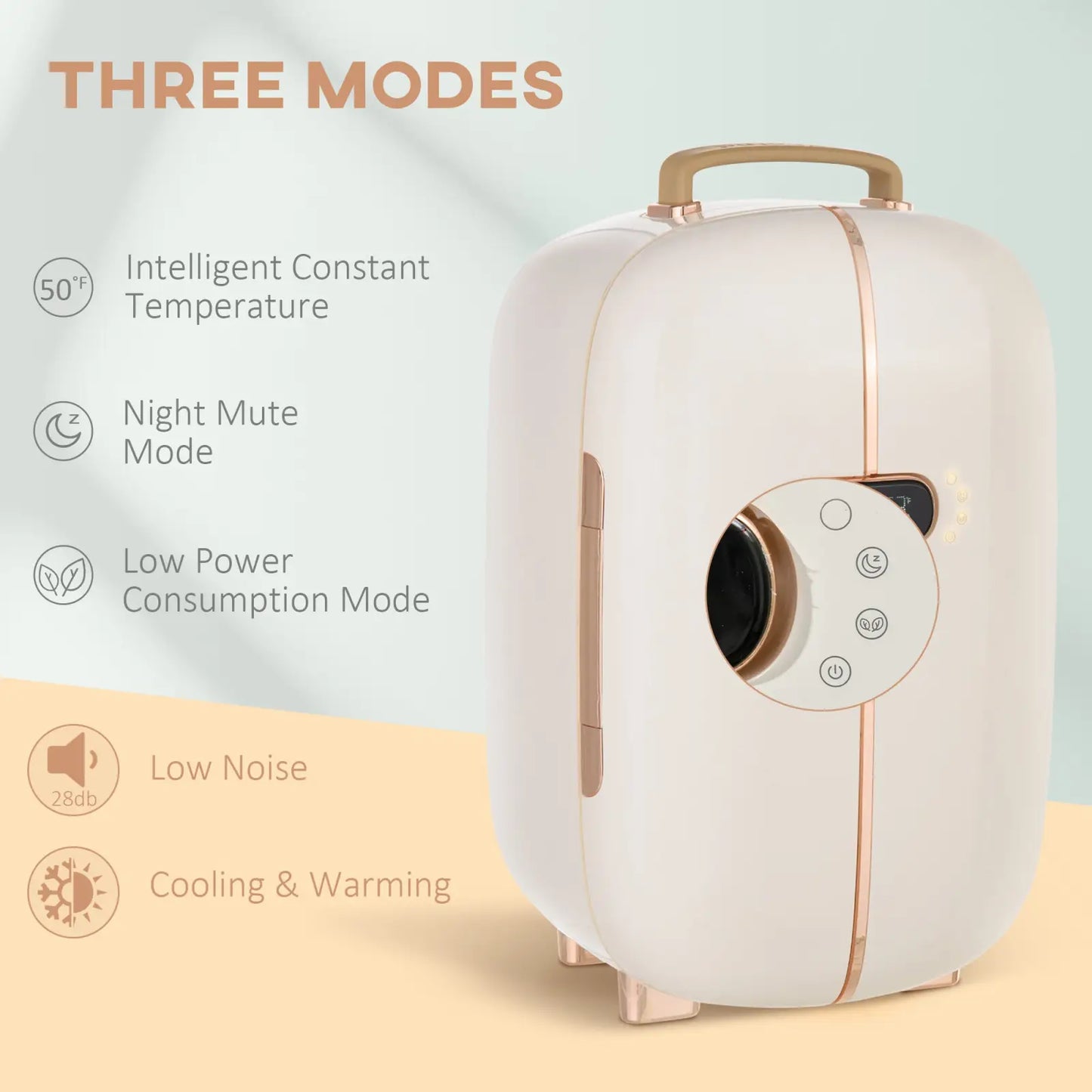 12l Portable Beauty Fridge with Led Display and Rose Gold Accents