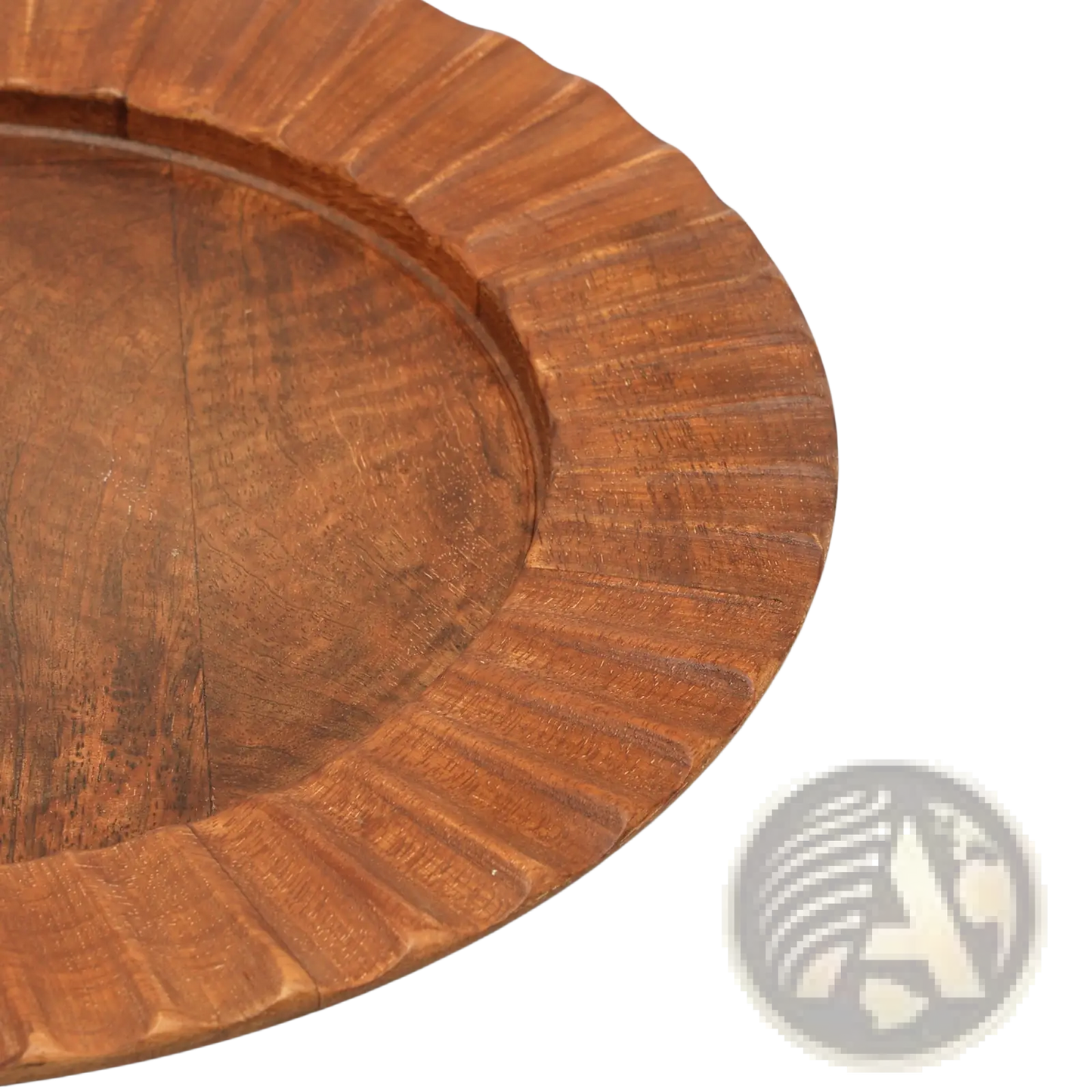 13 Inch Wood Charger Plate Scalloped Tableware