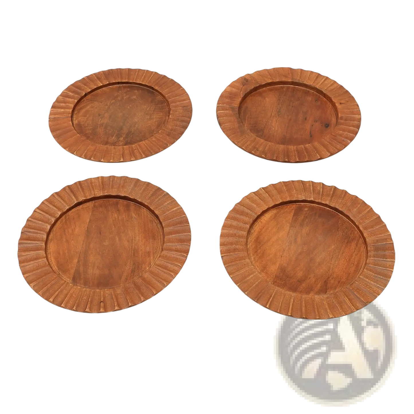13 Inch Wood Charger Plate Scalloped Tableware