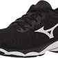 Tênis de corrida Mizuno Wave Inspire 16 Knit feminino, preto/branco, tamanho 6 B, médio, EUA