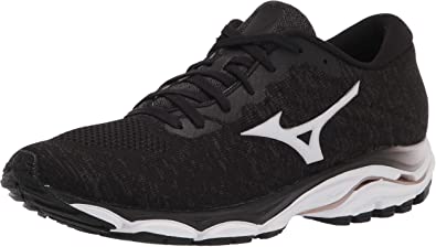 Tênis de corrida Mizuno Wave Inspire 16 Knit feminino, preto/branco, tamanho 6 B, médio, EUA