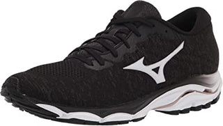 Tênis de corrida Mizuno Wave Inspire 16 Knit feminino, preto/branco, tamanho 6 B, médio, EUA
