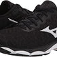 Tênis de corrida Mizuno Wave Inspire 16 Knit feminino, preto/branco, tamanho 6 B, médio, EUA