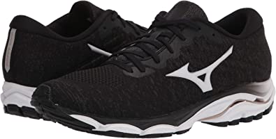 Tênis de corrida Mizuno Wave Inspire 16 Knit feminino, preto/branco, tamanho 6 B, médio, EUA