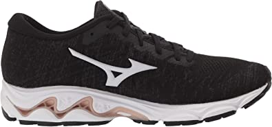 Tênis de corrida Mizuno Wave Inspire 16 Knit feminino, preto/branco, tamanho 6 B, médio, EUA