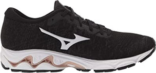 Tênis de corrida Mizuno Wave Inspire 16 Knit feminino, preto/branco, tamanho 6 B, médio, EUA