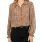 Women's Printed Button Front Long Sleeve Blouse