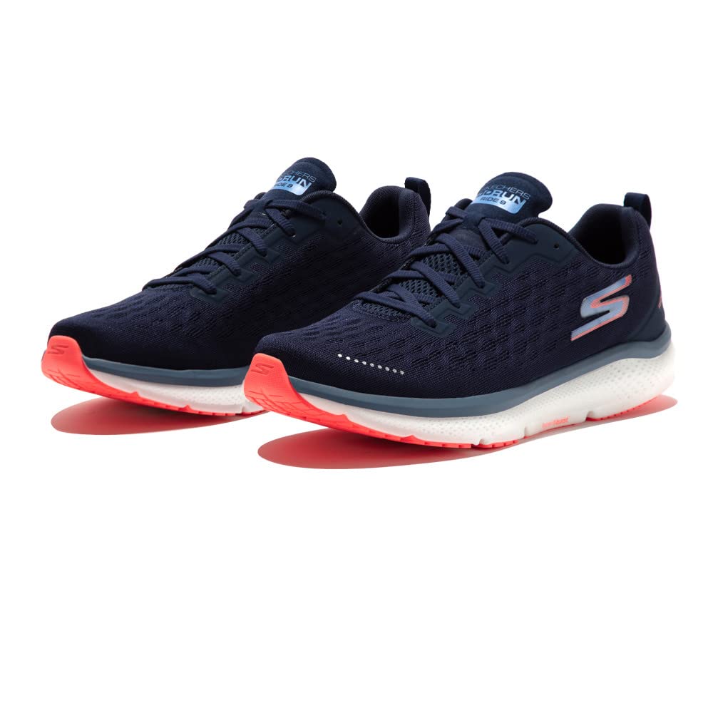Tênis de corrida feminino Skechers Go Run Ride 9 Sheos azul-marinho/roxo tamanho 9,5 B médio EUA