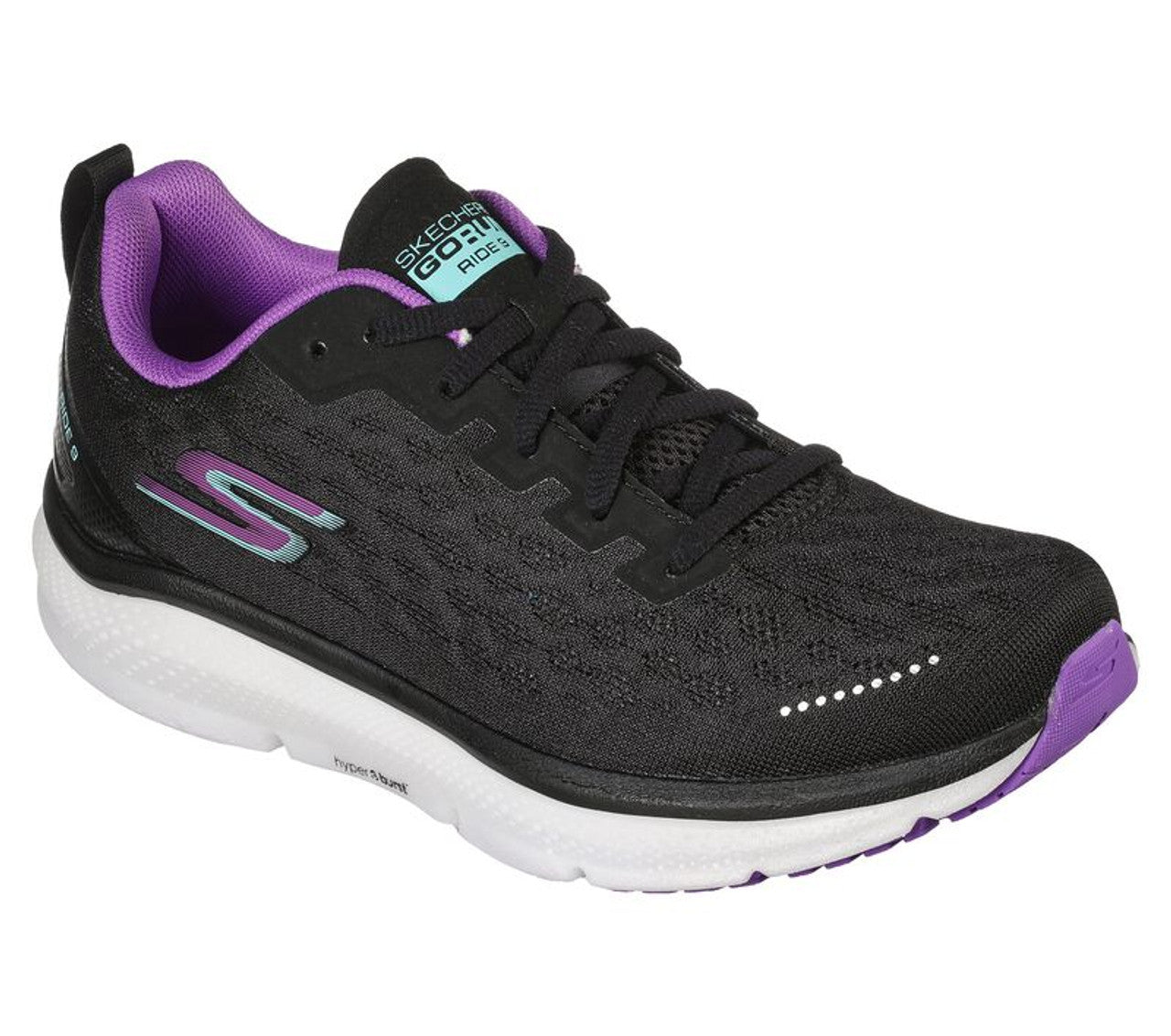 Tênis de corrida feminino Skechers Go Run Ride 9, preto, tamanho 9,5 B, médio, EUA