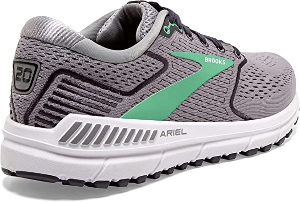 Tênis de corrida feminino Brooks Ariel '20, liga metálica/preto perolado/verde