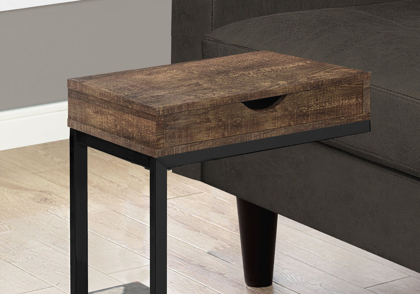 Accent Table, C-Shaped, Modern - Brown