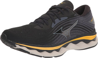 Tênis de corrida Mizuno Wave Sky 6 masculino, preto/Tradewinds, tamanho 14, 2E, largo, EUA