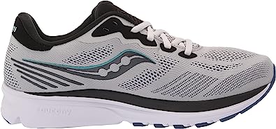 Tênis de corrida Saucony Ride 14 masculino, cor neblina/preto/tempestade, tamanho 10, 2E, largo, EUA
