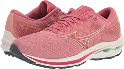 Tênis de corrida Mizuno Wave Inspire 18 feminino, rosa/branco neve, tamanho 11,5 B, médio, EUA
