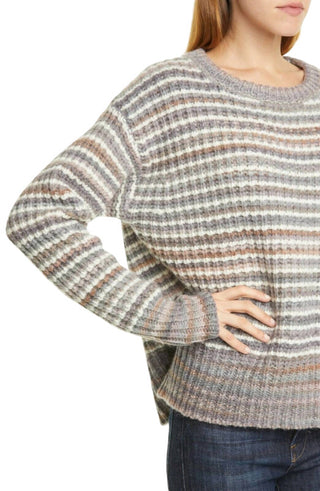 Nordstrom - Suéter listrado de gola redonda e lã mohair Signature