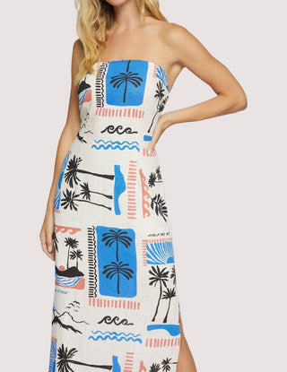 Lost + Wander - Azure Paradiso Strapless Maxi Dress