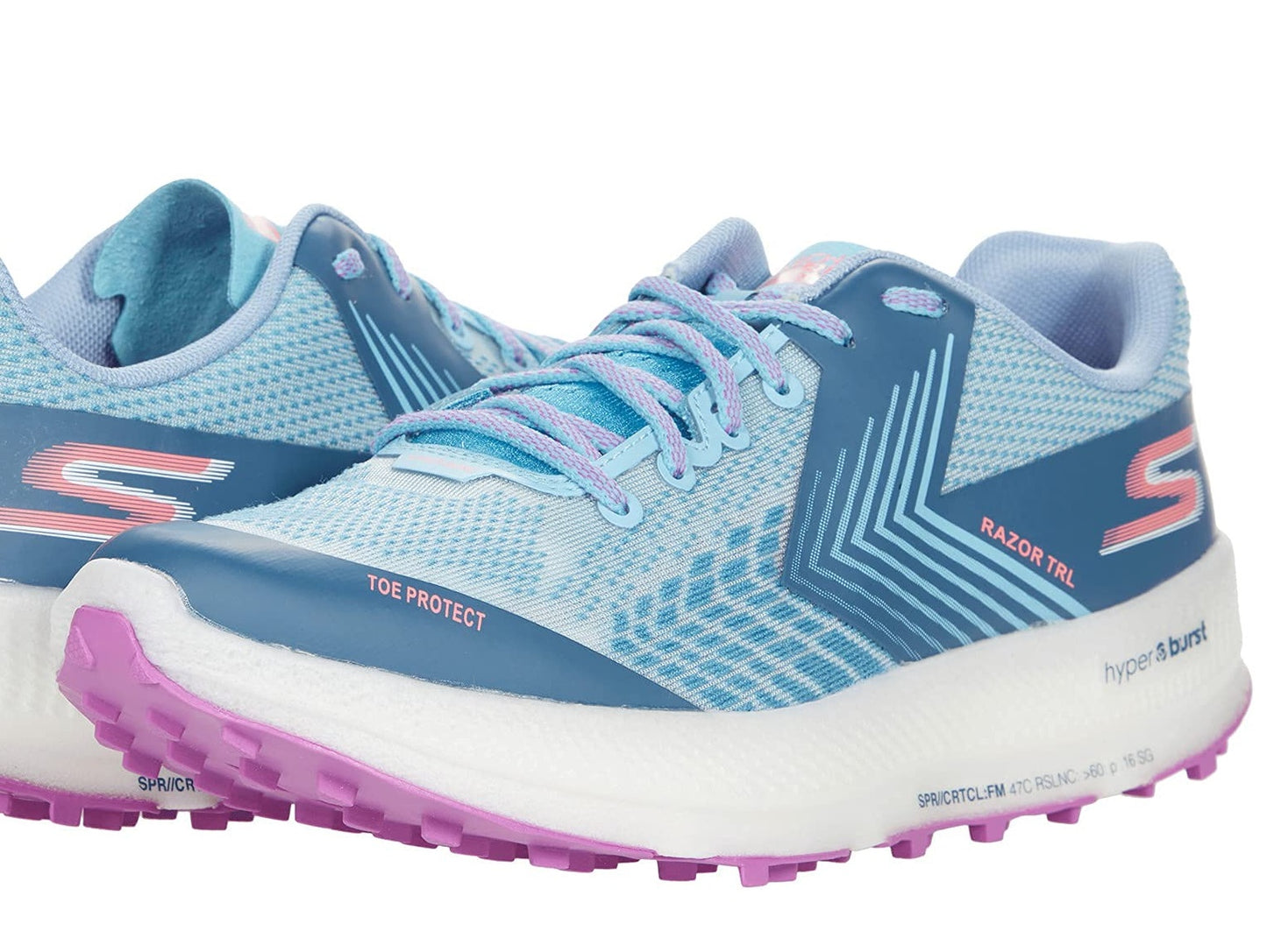 Tênis de corrida feminino Skechers Go Run Razor Trl azul/roxo