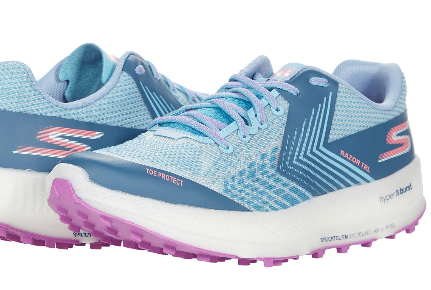 Tênis de corrida feminino Skechers Go Run Razor Trl azul/roxo