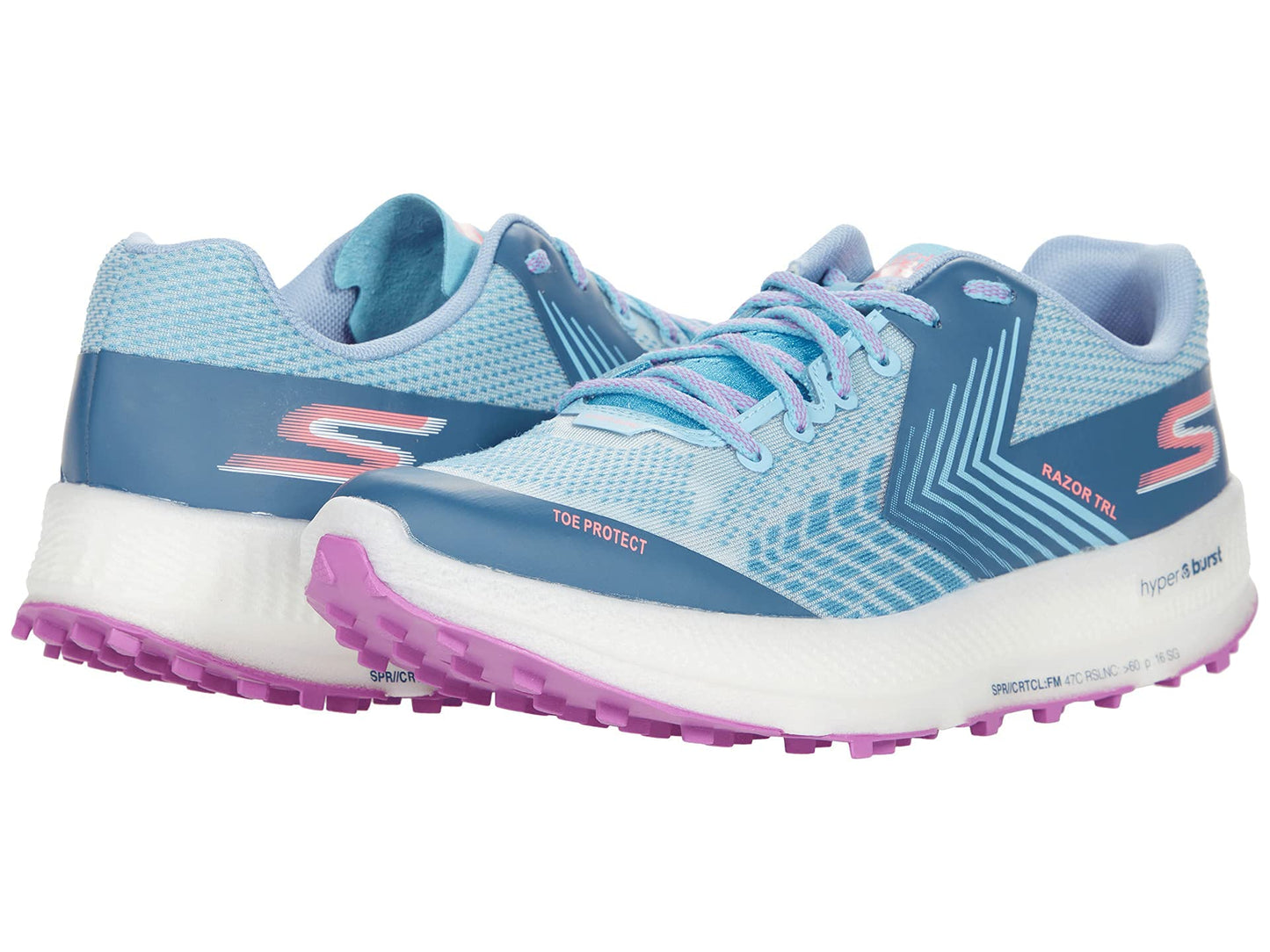 Tênis de corrida feminino Skechers Go Run Razor Trl azul/roxo