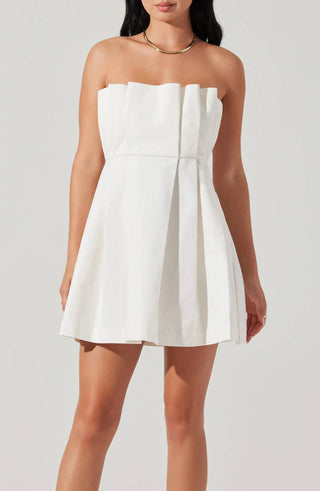 Astr - Vestido de algodão plissado Clemira sem alças