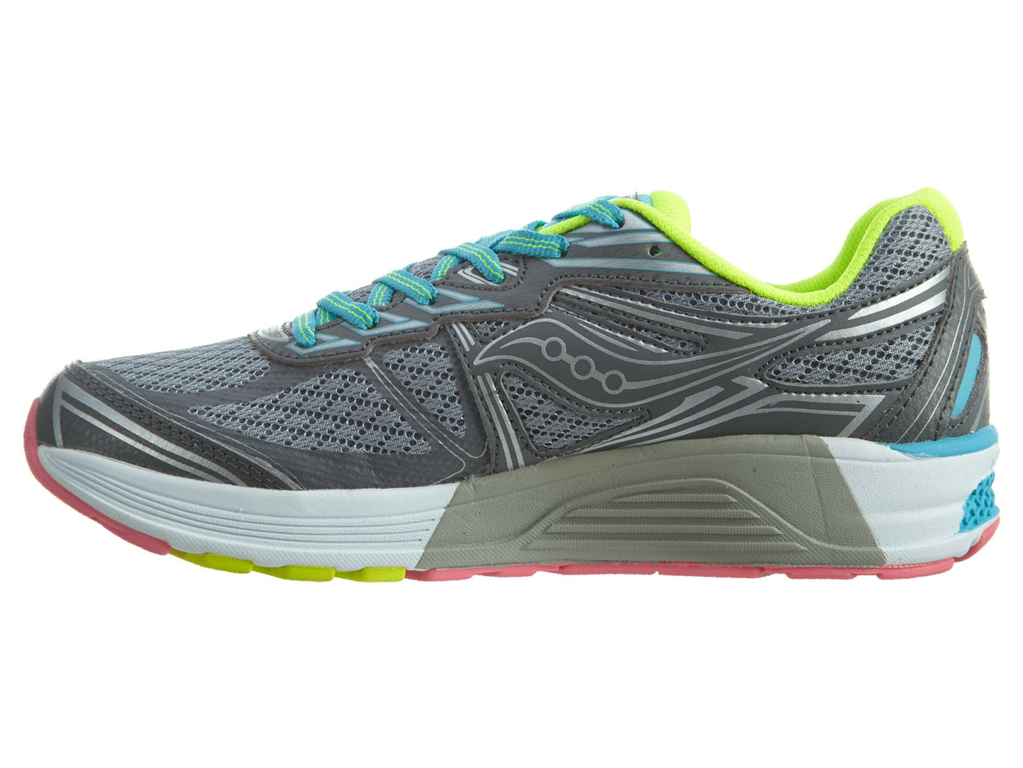 Tênis de corrida Saucony Kid's Guide 9 cinza/azul-marinho tamanho 2,5 infantil EUA