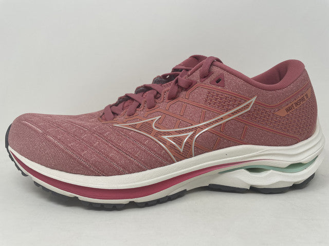 Tênis de corrida Mizuno Wave Inspire 18 feminino, Rosetta/Branco Neve, tamanho 8,5 B, médio, EUA