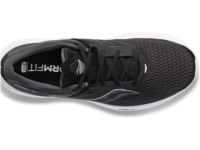 Tênis de corrida Saucony Ride 15 feminino, preto/branco