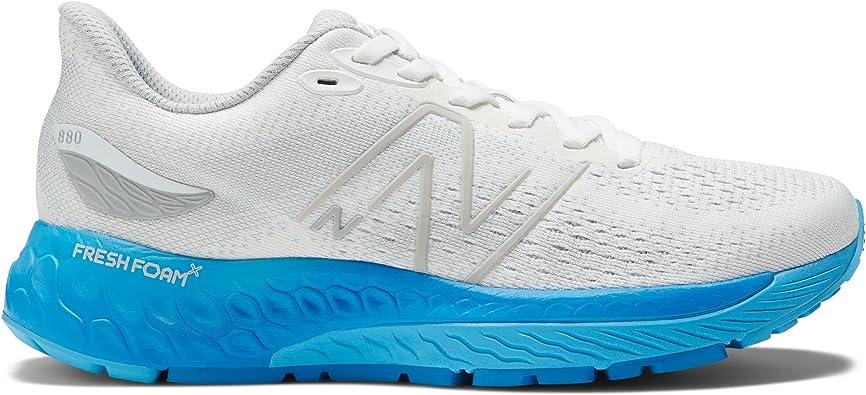 Tênis de corrida feminino New Balance X 880 V12, branco/céu vibrante, tamanho 10,5 B, médio, EUA