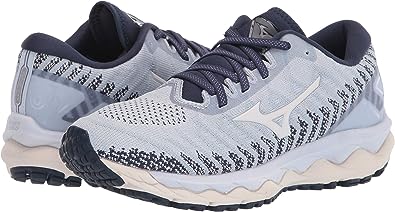 Tênis de corrida Mizuno Wave Sky 4 WAVEKNIT feminino Arctic Ice, cinza, tamanho 6,5 D Wide