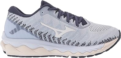 Tênis de corrida Mizuno Wave Sky 4 WAVEKNIT feminino Arctic Ice, cinza, tamanho 6,5 D Wide