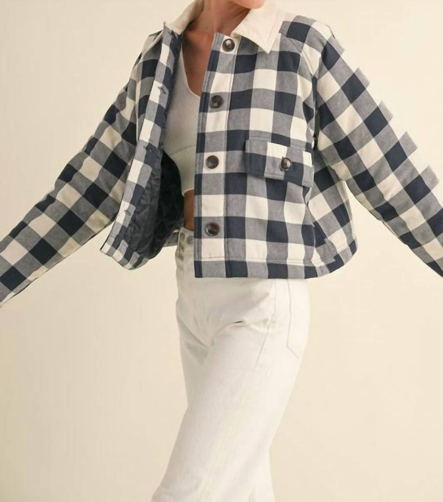 Mable - Gingham Plaid Jacket