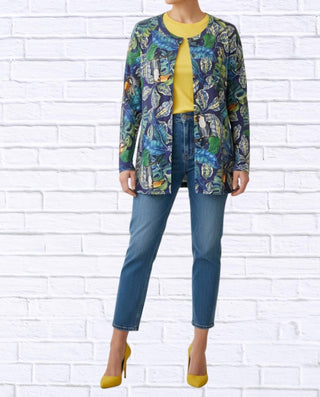 Diva Usa - Tropical Print Button-through Knit Cardigan
