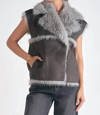 Elan - Colete longo de pele sintética Eloise