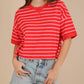 Very J - Oversized Stripe Casual Comfy Knit Top