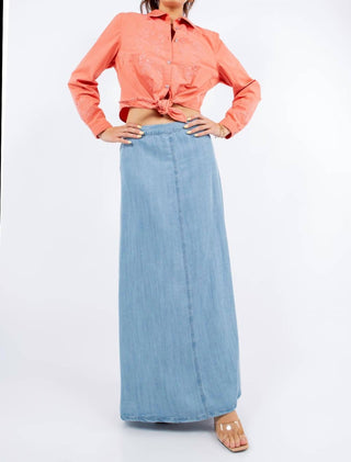 Paparazzi - Saia longa jeans Tencel - Comprimento 37"