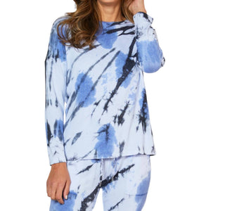 French Kyss - Camiseta manga comprida com decote redondo e lavagem marmorizada