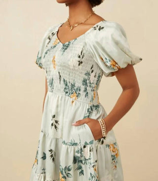 Hayden La - Romantic Floral Smocked Sheen Dress