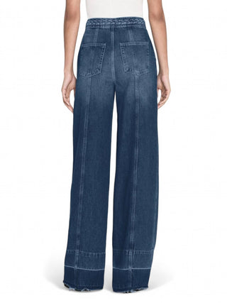 Quadro - Calça jeans larga com cintura trançada